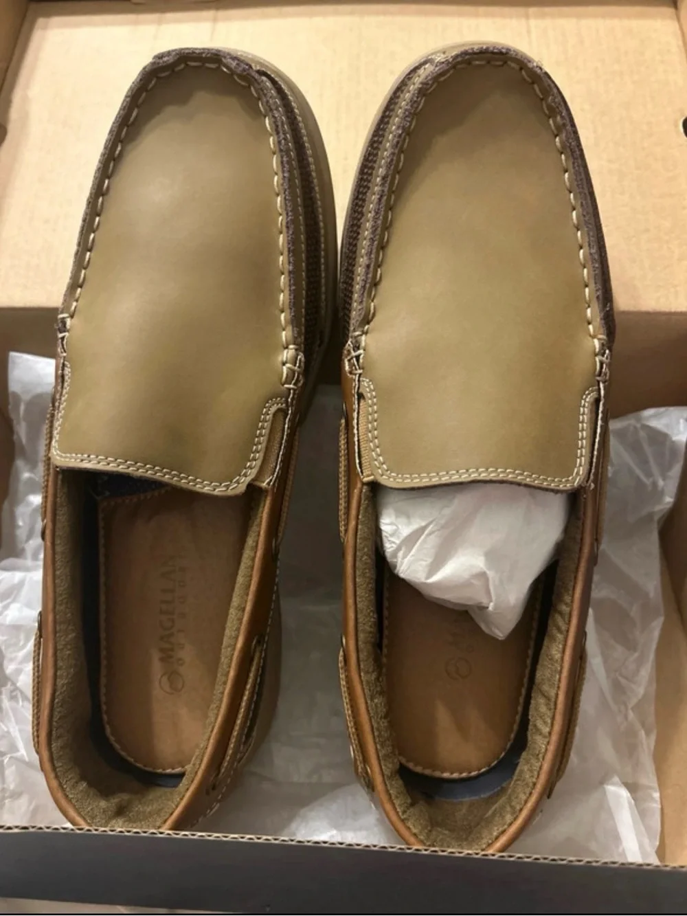 Magellan Outdoors Men's Slip-On Boat Shoes in Tan